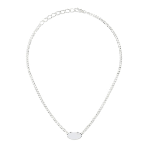 Trademark Necklace with oval tag in sterling silver_40-45cm tag 20 mm YBB797142001