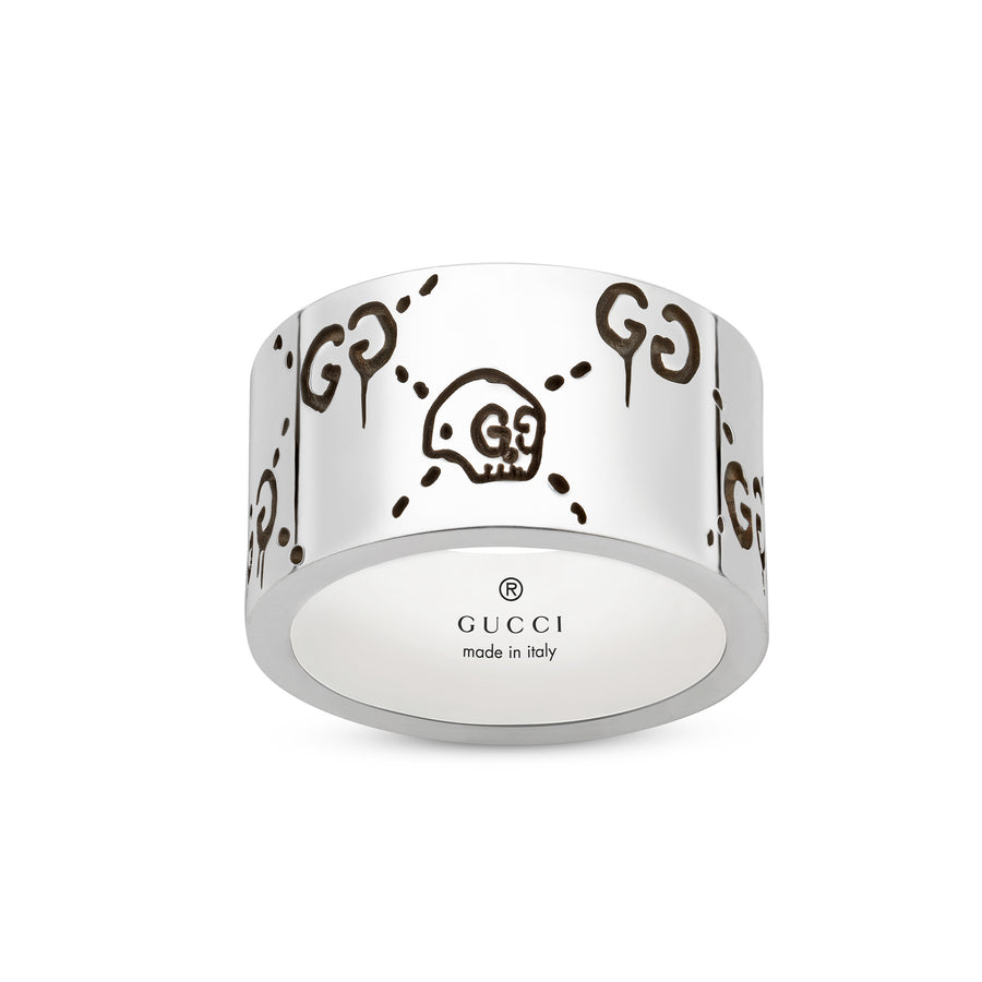 Gucci ghost ring in shiny aged sterling silver ybc455319001