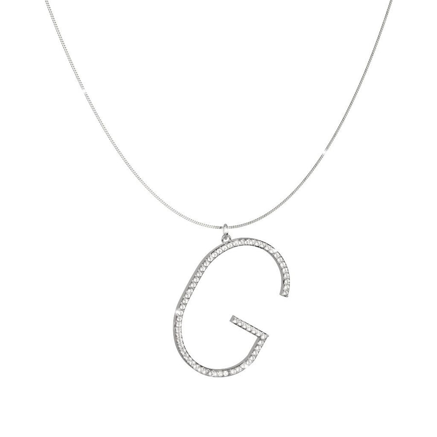 Collana in argento con iniziale in cristalli pendente swakag07